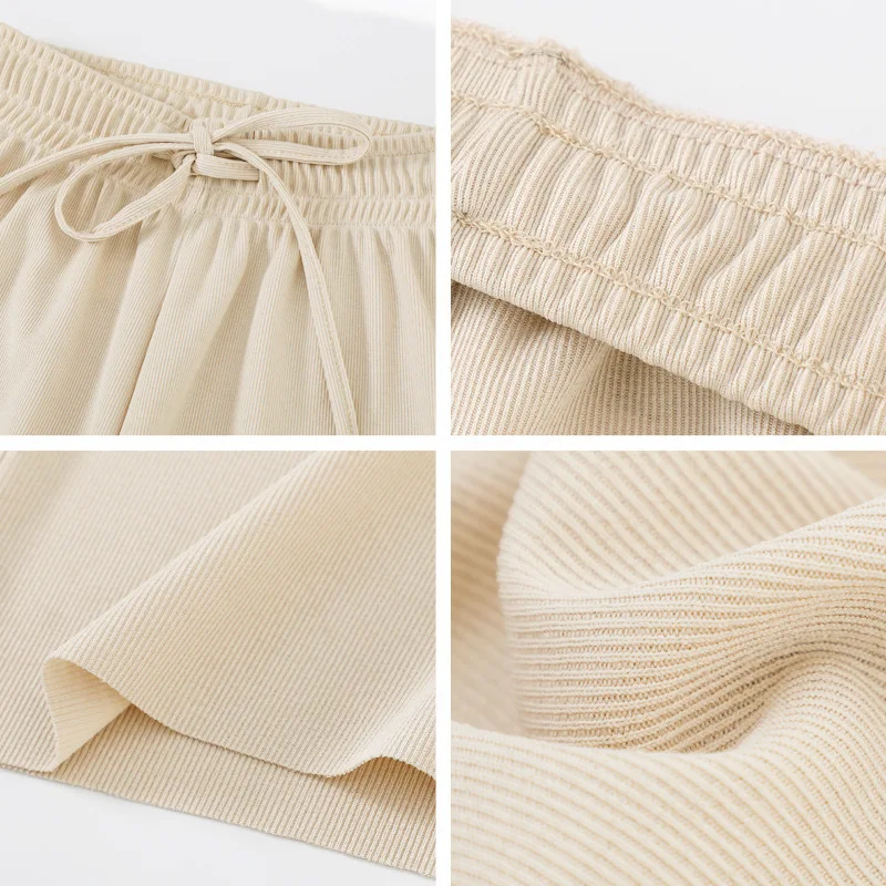 Women Ankle-Length Wide Leg Pants Casual Summer Solid Elastic Waist Loose Ice Silk Pants Spring Summer Female Trousers - Image 6