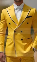Black Collar Orange Male Business Men Suit Groom Groomsman Wedding Party Prom Formal Tuxedos 2 Piece Set Blazer Pants