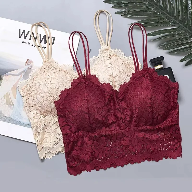 4pcs Women'S Sexy Lace Bra & Panty Set, Breathable & Comfortable, Removable Bra, Stretchy Lingerie Set - Image 6
