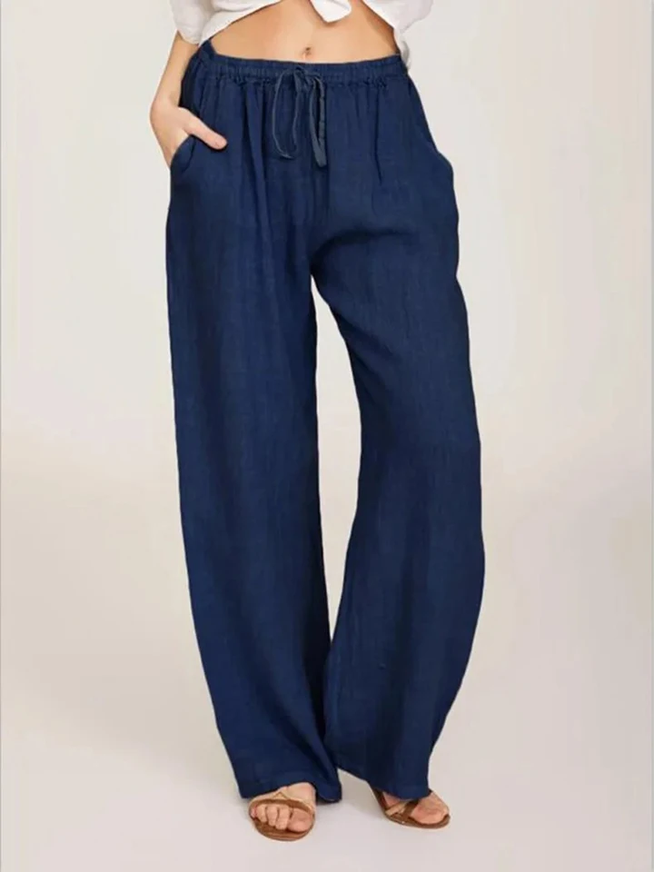 Women Cotton Linen Pants Summer and Autumn Solid High Waist Wide-Leg Trousers Female Loose Hemp Casual Breathable Sports Pants - Image 5