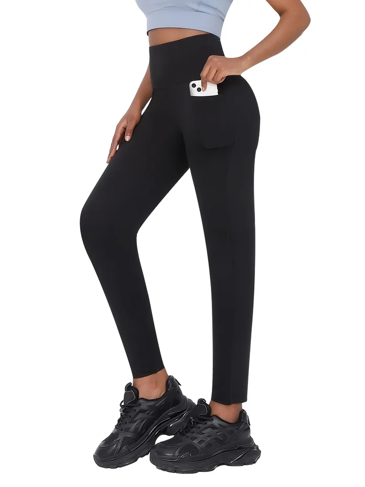 1PC Women’s Plus Size High-Waisted Black Yoga Leggings, Flexible Stretchy Comfort, Ideal for Pilates Gym Running Hiking Fitness - Image 4