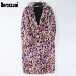 Nerazzurri Multicolor Long Colorful Leopard Print Faux Fur Coat Women Warm Thick Womens Fashions Winter Clothes 2022 5xl 6xl 7xl