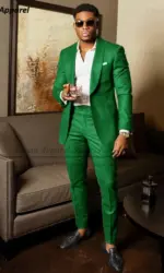 2025 Green Suits for Men Tailor-made Groom Wedding Suits Tuxedo Best Man Blazer Pants 2 Pieces Trendy Fashion Marriage Costume