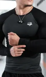 Men Long Sleeve Shirts Bodybuilding Patchwork Quick Dry T Shirt for Men Workout Fitness Training