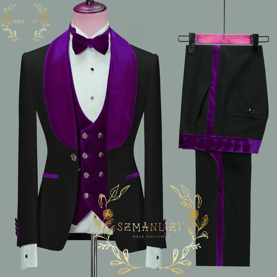 SZMANLIZI 2025 Latest Designs Black Floral Party Blazer Men Suits Costume Homme Groom Tuxedos Wedding Terno Masculino 3 Pieces - Image 5