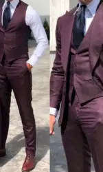 Classy Wedding Tuxedos Suits Slim Fit Bridegroom For Men 3 Pieces Groomsmen Suit Male Cheap Formal Business  (Jacket+Vest+Pants