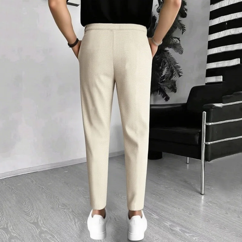 Mens Stylish Waffle Pants - Casual Sports Slim Fit with Adjustable Drawstring Secure Pockets for All Seasons - Perfect Outdoor - Image 4