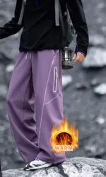 Couple Hiking Pants Winter Outdoor Waterproof Reflection Warm Camping Pants Male Women Windproof Cycling Trekking Cargo Trousers