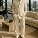 Gentleman's White Double-Breasted Suit  Italian Style