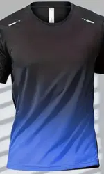 New men's summer gradient print comfortable and breathable round neck T-shirt outdoor casual quick drying top