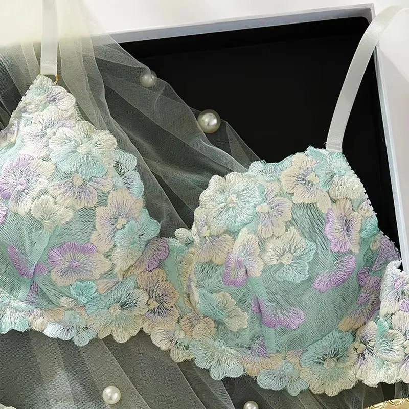 Lingerie Sexy Delicate Underwear Bra and Panties Lace Embroidery Set Fairy women Beautiful Brief Sets - Image 4