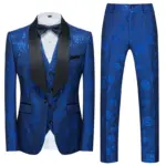 New Autumn Blue Men's Suit 3-Piece, Fashion Slim Fit Blazer Jacket and Vest with Trousers,  Asian Size M-5XL 6XL.