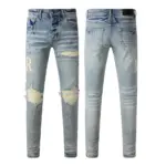 Streetwear Men Jeans Fashion Trend American High Street Retro wash Low Rise Elastic Skinny Pleated Ripped Denim Pants