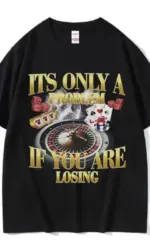 Winners Never Quit Funny Gambling Meme T Shirt Men's Vintage High Quality Fashion Women T-shirts Casual Cotton Oversized T-shirt