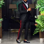 Black Men's Suits Slim Fit Shawl Lapel Formal Wedding Business Casual 2 Piece