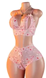 Pink Lace Open Brassiere Crotchless Panties Sexy Lingerie Female Sling Seductive Women's Fetish Transparent Underwear Sets