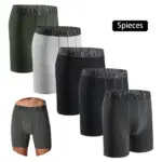 5pcs Set Mid-Long Cotton Brand Boxer Shorts for Men Underwear Breathable Male Underpants Briefs Boxershorts Slips Soft Panties