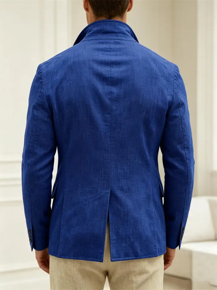 Men's Casual Suit Blazer Linen Slim DoubleBreasted Jacket Fashionable Comfortable Breathable Clothes Coat Wedding Office Banquet - Image 4