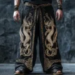 Men's Viking retro Nordic Celtic knot dragon 3D printed autumn casual straight leg pants summer beach pants S-5XL