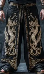 Men's Viking retro Nordic Celtic knot dragon 3D printed autumn casual straight leg pants summer beach pants S-5XL