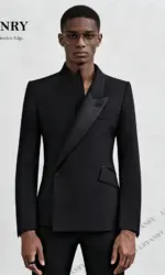 ULBYANRY Custom Men’s Asymmetrical Lapel One - Button Black Slim Fit 2 - Piece Suit for Wedding Business Dinner XXS-7XL Tuxedo