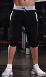 Men's Drawstring Sweatpants GYM Shorts Fashion Cargo Short Men Cropped Trousers Summer Beach Shorts Casual Jogging Track Pants
