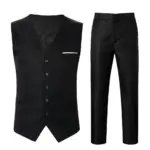 Fashionable Men's Casual Business Suit Vest Set Wedding Formal Wear British Style Two-Piece Suit Pants Vest Matching