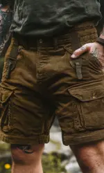 Vintage Cargo Shorts Men's Summer Trendy Retro Corduroy Short Pants Men's Casual Solid Color Shorts Sports Breathable Sweatpants