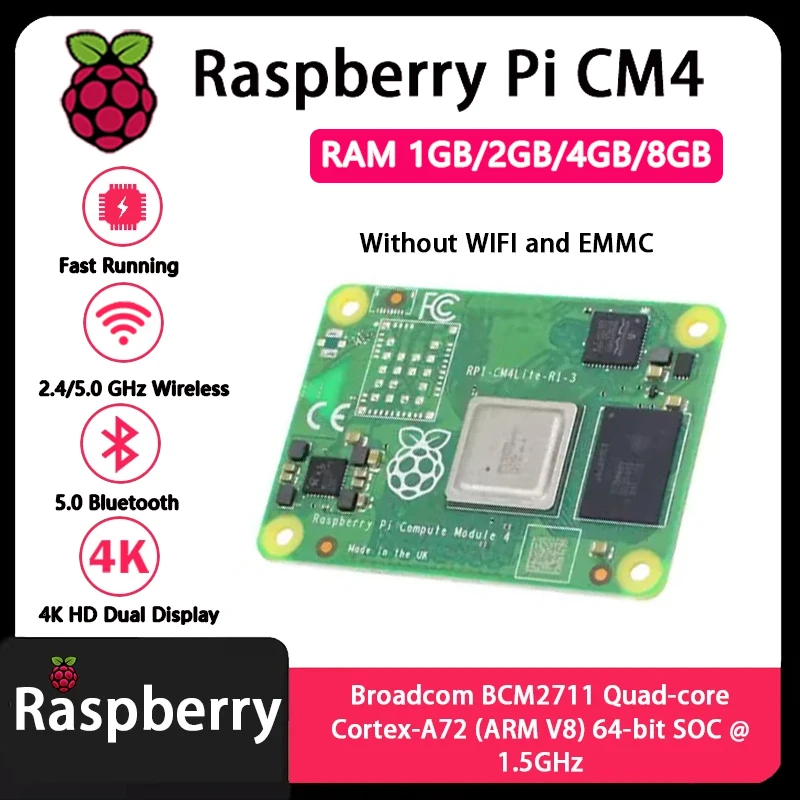 Raspberry Pi CM4 1GB/2GB/4GB/8GB RAM Rpi ComputeModule 4 4GB/8GB/16GB/32GB EMMC Wifi Optional Original Boosted Performance - Image 4