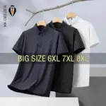 Men Polo Shirt Striped Short Sleeve Traceless Cool Thin Oversized 5XL 6XL 7XL 8XL Plus Size Elastic T Shirt Fashion High Quality
