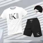 "2025 Men's Breathable sports pattern Printed T-shirt Casual Fashion short-sleeved T-shirt Summer streetwear top Two-piece set.