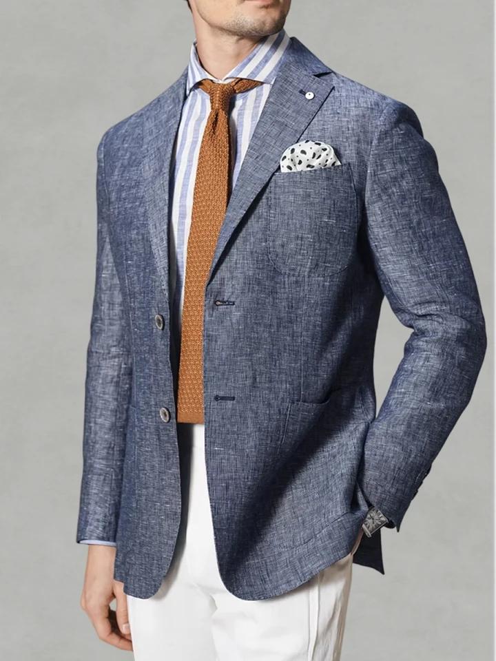 Men's Blazer Linen Blend Suit Jacket Business Casual Sport Coat Lightweight Breathable Soft For Summer Work Holiday Travel - Image 4