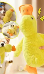 Duck dog toy plush chew resistant durable dog toy with quacking sound teeth grinding relief soft companion for small large dog