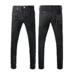 Jeans Men Fashion Classic style Retro Wash black paint Hole Repair Low Rise Stretch Skinny Pleated Ripped Frayed Jeans Trousers