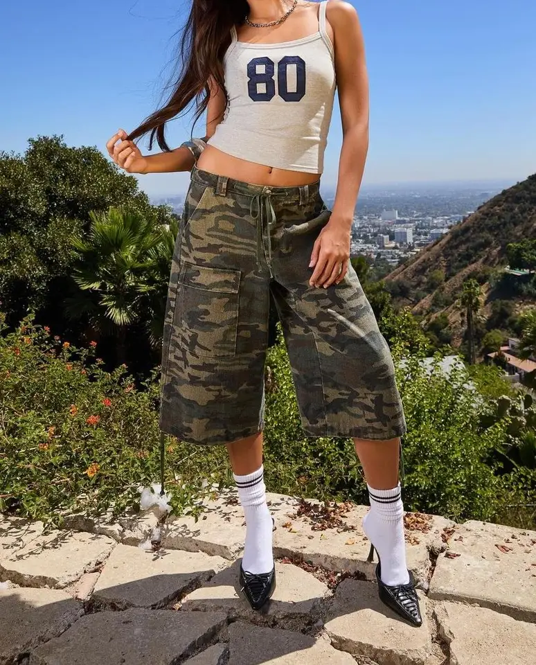 New Fashion Women Summer Cargo Shorts Casual Camouflage Print Loose Drawstring Short Pants For Club Streetwear S-XL - Image 6