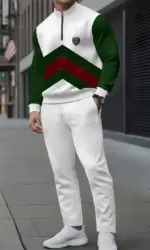 2-piece set, European and American men's fashionable sports long-sleeved top and long pants set