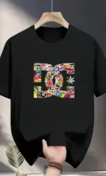 2026 Summer men's and women's sporty casual fashion T-shirt, creative letter round-neck top