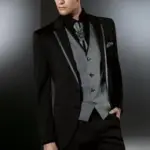 Latest Coat Pant Designs Italian Black Grey Men Suits Slim Fit Tuxedo 3 Piece Gentle Custom Groom Prom Suit Terno Masculino