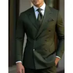 man 2 piece outfit set Pointed collar high-quality slim jackets men's suit with peak lapel for wedding Summer beach
