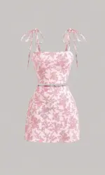 Spring and Summer New Women's Skirt Set, European and American Style, Fashionable, Sweet, Stylish, Elegant, Camisole Top, Mini Skirt, A-Line Skirt, Floral Print Women's 2-Piece Set