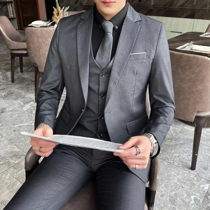 S-9XL New (Blazer+Vest+Pants) Men's Fashion Business Gentleman Professional Formal Dress Korean Version Banquet Dress Suit 6XL - Image 3