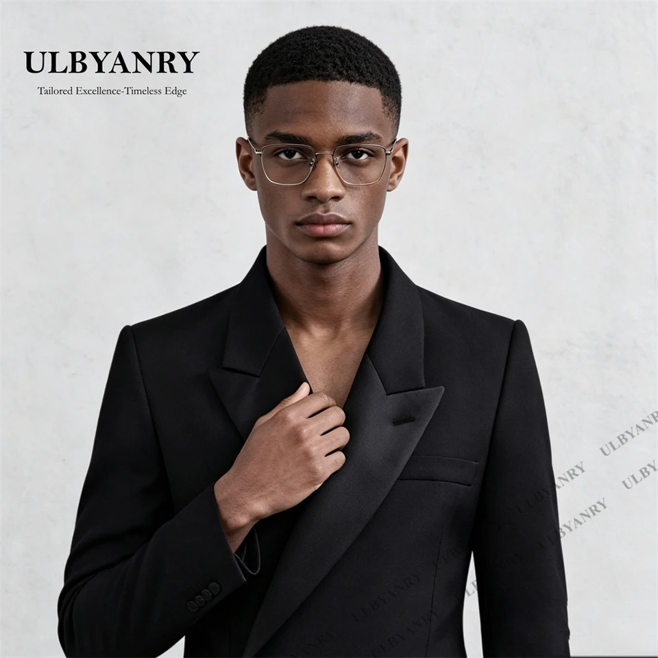 ULBYANRY Custom Men’s Asymmetrical Lapel One - Button Black Slim Fit 2 - Piece Suit for Wedding Business Dinner XXS-7XL Tuxedo - Image 4