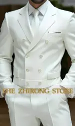 Exquisite men's suit short double-breasted jacket pants 2 pcs fashion clothes daily wear wedding prom party custom-made tuxedo