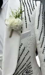 Newest Jacquard Beaded Single Breasted Tuxedo For Men Banquet Prom Wear Luxurious High Quality Men's Suits Wedding Groom Sets