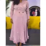 EGRM Miyake Pleated Long Dress Autumn Hot Sale Women's Double Breasted Waist Cinching Slimming High-end Stylish Versatile Skirt