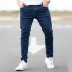 Spring Mens Black Blue Pants Pure Color Stretch Jeans Street Casual Slim Fit Trousers Male Vintage Wash Skinny Jeans for Men