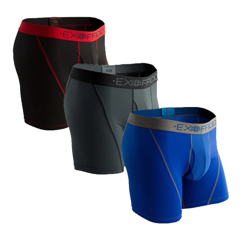3Pack Exofficio Mens Underwear Boxer Brief With Fly Men Mesh 6" Boxer Briefs Underwear Sports Boxer Brief Shorts Light Comfy