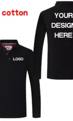 100% Cotton DIY Solid Color Men's Sports Polo Shirt Custom Logo Print Embroidery Your Design Long Sleeve Clothing