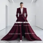 Royal Solid Suits Men 3 Pieces Single Breasted Groom Blazer With Long Train Cape Customized Man Banquet Tuxedos costume homme