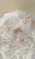 New Arrival Luxury Pure Desire Lace Tulle Sexy Panties Lingerie Set Lilacs Embroidery Girl Boobs Big Size Big Boobs Small